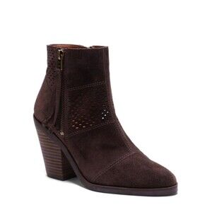 Lucky Brand Ramses Black Suede Ankle Bootie – Women’s Size 8.5M Zip Block Heel